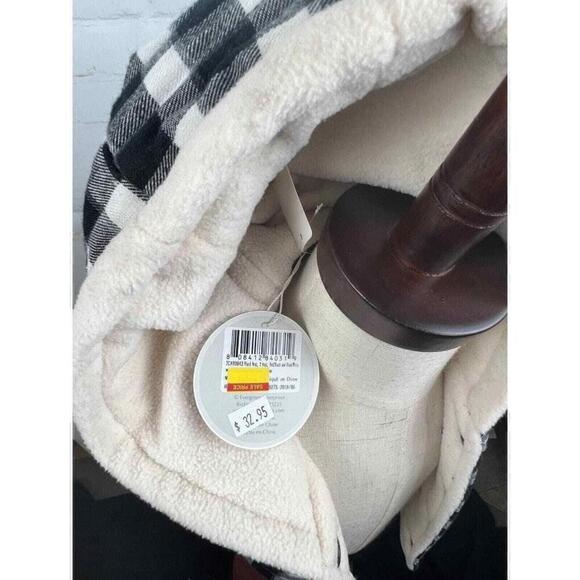 Baby B.Boutique Winter Vest Plaid White/Black Button Up Hooded Coat One Size NWT - Picture 5 of 5